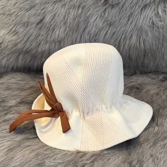 Cream Hat with Brown Ribbon Cream White Hemley Summer Fedora, Grey Ribbon - Hicks & Brown main image 4